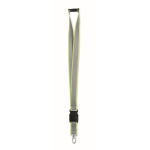 Lanyard refletor de rPET com fecho de segurança e grossura de 2,5 cm cor amarelo fluorescente