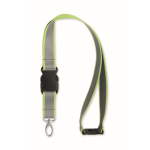 Lanyard refletor de rPET com fecho de segurança e grossura de 2,5 cm cor amarelo fluorescente segunda vista