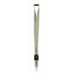 Lanyard refletor de rPET com fecho de segurança e grossura de 2,5 cm cor amarelo fluorescente vista principal