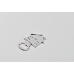 Abre-caricas de liga de zinco em forma de casa cor prateado mate vista fotografia quarta vista