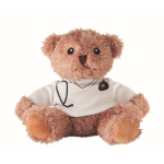 Peluche de poliéster, médico com t-shirt branca estampada cor branco