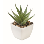 Planta mini artificial tipo aloé vera para secretária cor branco