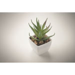Planta mini artificial tipo aloé vera para secretária cor branco vista fotografia quarta vista