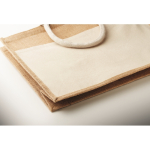 Saco térmico de juta com bolso frontal e asas de cordão 280 g/m2 cor bege vista fotografia quinta vista