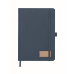 Caderno com capa de poliéster rPET e 192 páginas A5 cor azul