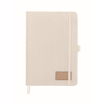 Caderno com capa de poliéster rPET e 192 páginas A5 cor branco-sujo