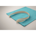 Saco de compras de algodão com asas compridas 140 g/m2 cor turquesa vista fotografia terceira vista