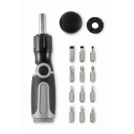 Chave de fendas com pega dobrável com 12 pontas diferentes cor cinzento segunda vista