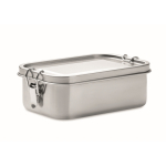Lancheira de aço inoxidável reciclado com fecho lateral 750ml cor prateado mate