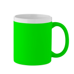 Caneca de cerâmica com acabamento mate com borda branca 300 ml cor verde fluorescente