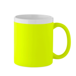 Caneca de cerâmica com acabamento mate com borda branca 300 ml cor amarelo fluorescente