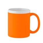 Caneca de cerâmica com acabamento mate com borda branca 300 ml cor cor-de-laranja fluorescente