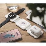 Base de carga magnética de ABS com hubs USB integrados 15 W cor branco vista conjunto principal