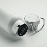 Garrafa de parede dupla de aço inoxidável com cortiça 500 ml cor branco