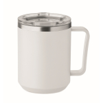 Caneca de parede dupla com tampa deslizante transparente 400 ml cor branco