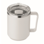 Caneca de parede dupla com tampa deslizante transparente 400 ml cor branco segunda vista