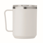 Caneca de parede dupla com tampa deslizante transparente 400 ml cor branco sétima vista
