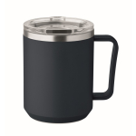 Caneca de parede dupla com tampa deslizante transparente 400 ml cor azul-marinho