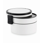 Lancheira redonda de 2 níveis de 250/700 ml e pegas cor branco terceira vista