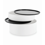 Lancheira redonda de 2 níveis de 250/700 ml e pegas cor branco quarta vista