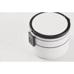 Lancheira redonda de 2 níveis de 250/700 ml e pegas cor branco vista fotografia quinta vista