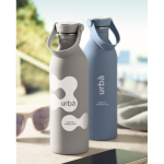 Garrafa de aço inoxidável com acabamento de borracha 500 ml cor cinzento vista conjunto principal