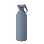 Garrafa de aço inoxidável com acabamento de borracha 500 ml cor azul petróleo