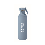 Garrafa de aço inoxidável com acabamento de borracha 500 ml cor azul petróleo vista principal