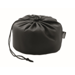 Almofada de viagem enrolável de poliéster com bolsa cor preto quarta vista