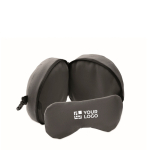 Almofada de viagem 2 em 1 com máscara de dormir incluída cor cinzento-escuro vista principal