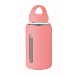 Garrafa de vidro borossilicato com manga de silicone 600 ml cor cor-de-rosa