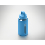 Garrafa de vidro borossilicato com manga de silicone 600 ml cor turquesa vista fotografia segunda vista