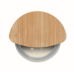 Cortador de pizza redondo com pega de bambu e protetor cor madeira terceira vista