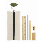 Conjunto de escrita em estojo de juta com vários acessórios escolares cor preto