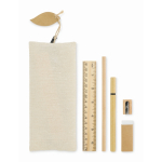 Conjunto de escrita em estojo de juta com vários acessórios escolares cor preto segunda vista