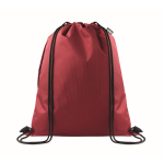 Mochila de cordão de rPET com bolso lateral e fecho de correr cor bordeaux