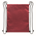 Mochila de cordão de rPET com bolso lateral e fecho de correr cor bordeaux terceira vista