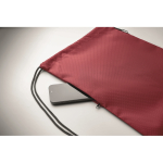 Mochila de cordão de rPET com bolso lateral e fecho de correr cor bordeaux vista fotografia quinta vista