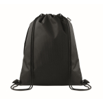 Mochila de cordão de rPET com bolso lateral e fecho de correr cor preto