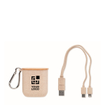 Conjunto de cabos em estojo com tampa de suporte para o telemóvel cor bege vista principal