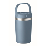 Copo com pega de aço inoxidável reciclado e parede dupla 350 ml cor azul riviera