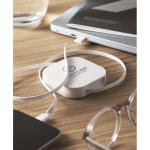 Cabo retráctil Tipo-C transferência de dados e suporte para telemóvel cor branco vista conjunto principal