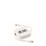 Cabo retráctil Tipo-C transferência de dados e suporte para telemóvel cor branco vista principal