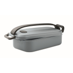 Lancheira de plástico com tampa hermética e grampos 800 ml cor preto mate segunda vista