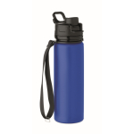 Garrafa dobrável de silicone com tampa e correia elástica 500 ml cor azul real