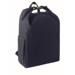 Mochila roll-top rPET para portátil com bolso lateral elástico 15'' cor azul-marinho