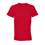 T-shirt de algodão semipenteado unissexo de gola em V SOL'S cor vermelho quinta vista