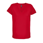 T-shirt de algodão semipenteado para mulher de gola em V SOL'S cor vermelho quinta vista