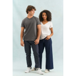 T-shirt de algodão semipenteado para mulher de gola em V SOL'S cor branco