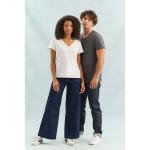 T-shirt de algodão semipenteado para mulher de gola em V SOL'S cor branco